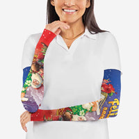 Dominican Republic Christmas Arm Sleeves Santa Relaxing On The Beach - Wonder Print Shop