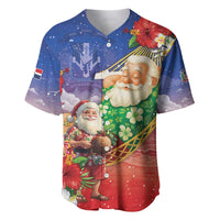 Dominican Republic Christmas Baseball Jersey Santa Relaxing On The Beach - Wonder Print Shop