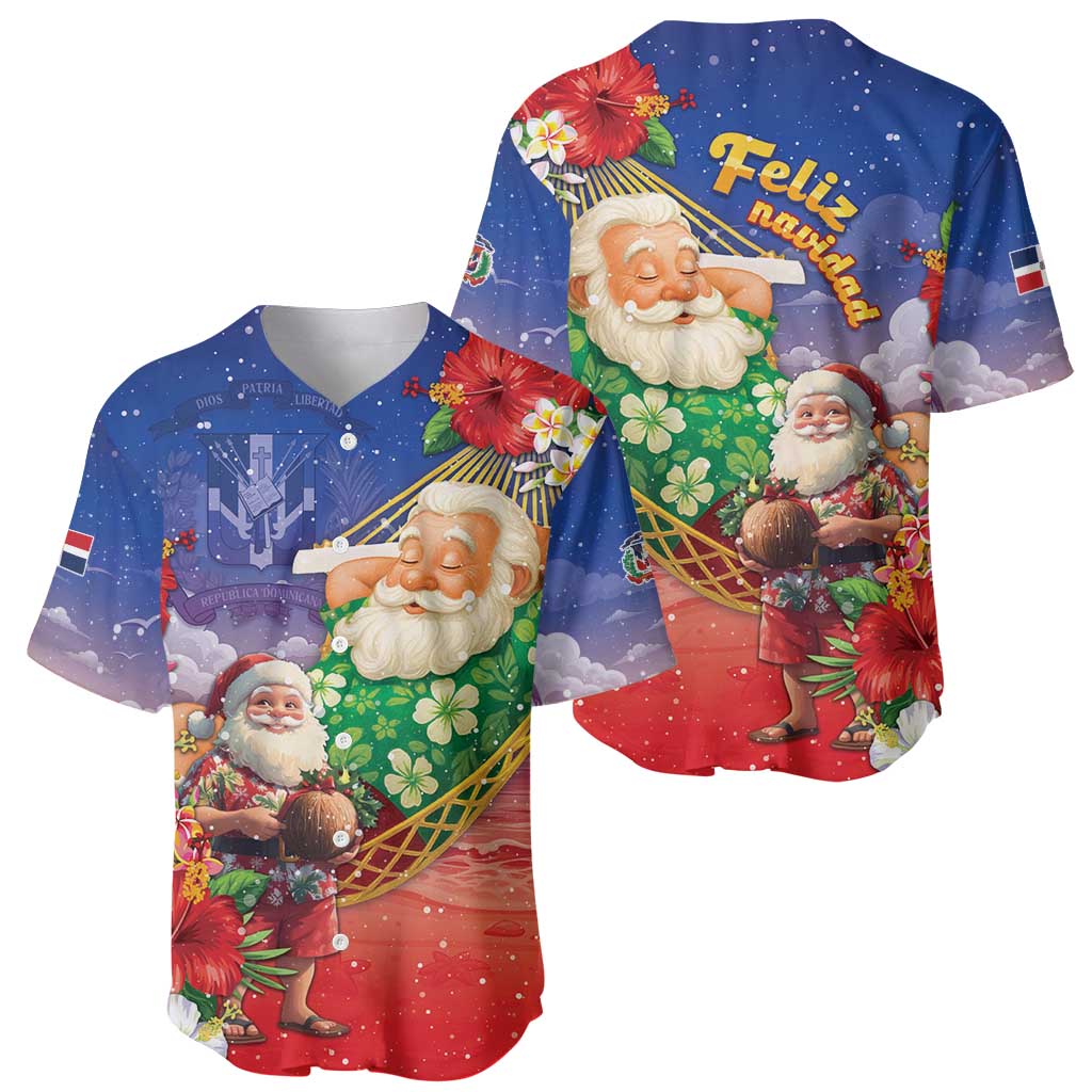 Dominican Republic Christmas Baseball Jersey Santa Relaxing On The Beach - Wonder Print Shop