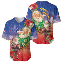 Dominican Republic Christmas Baseball Jersey Santa Relaxing On The Beach - Wonder Print Shop