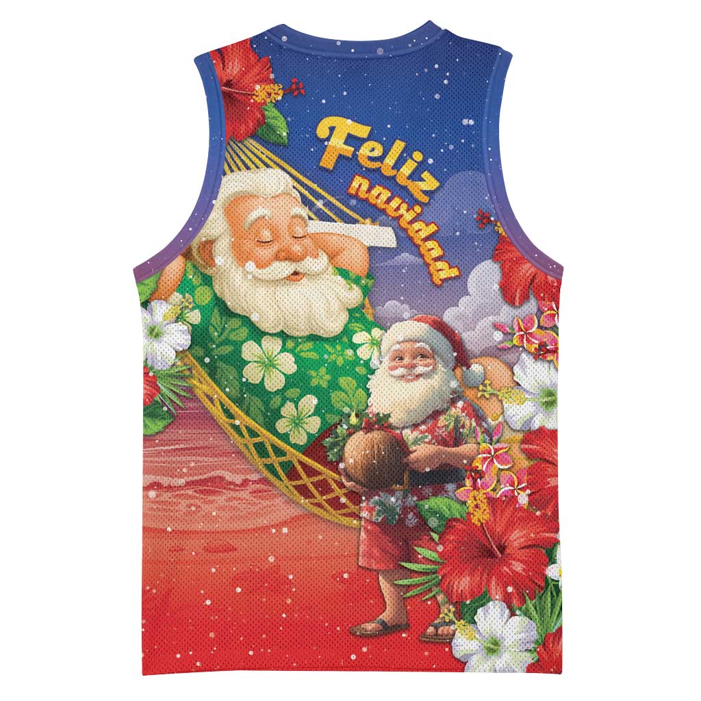 Dominican Republic Christmas Basketball Jersey Santa Relaxing On The Beach - Wonder Print Shop