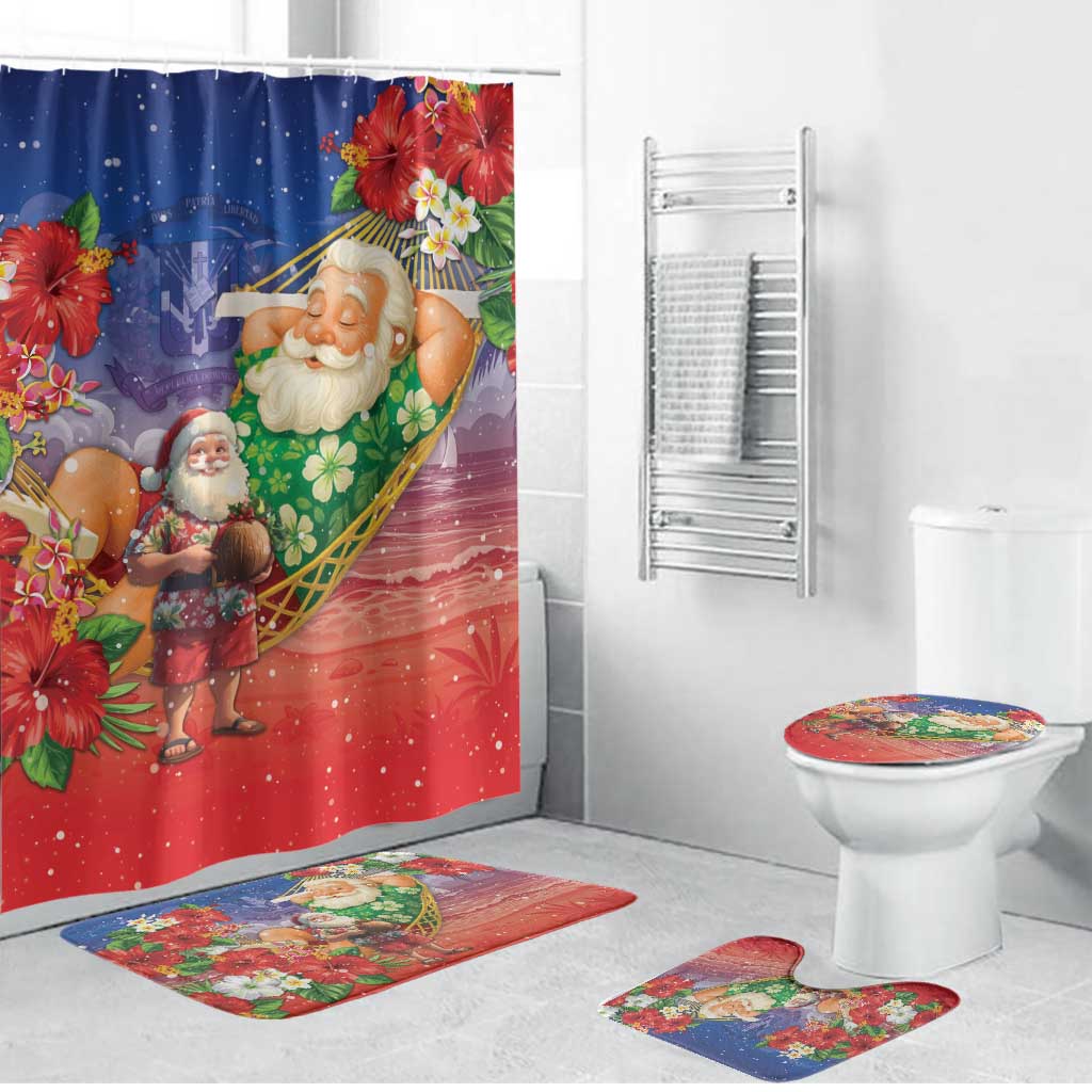 Dominican Republic Christmas Bathroom Set Santa Relaxing On The Beach - Wonder Print Shop