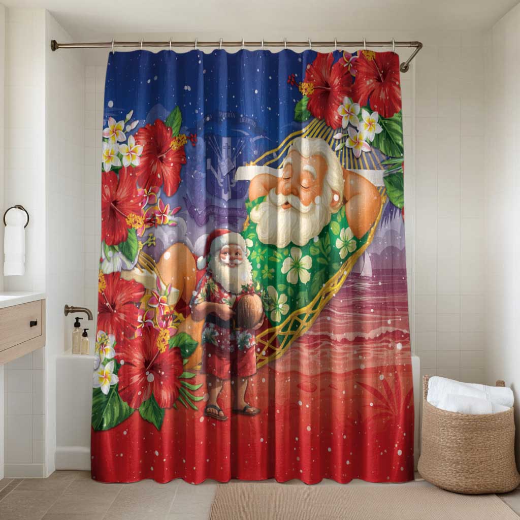 Dominican Republic Christmas Bathroom Set Santa Relaxing On The Beach - Wonder Print Shop