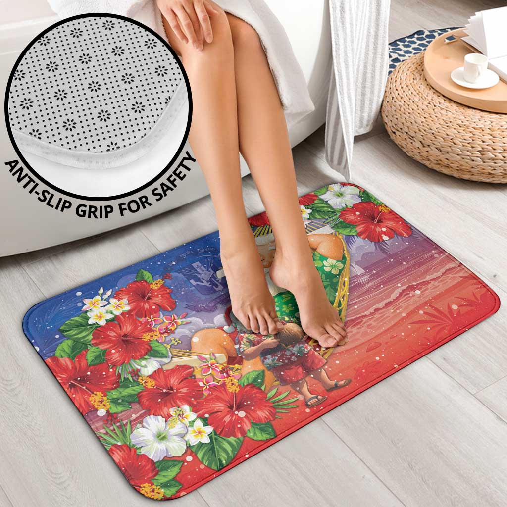 Dominican Republic Christmas Bathroom Set Santa Relaxing On The Beach - Wonder Print Shop