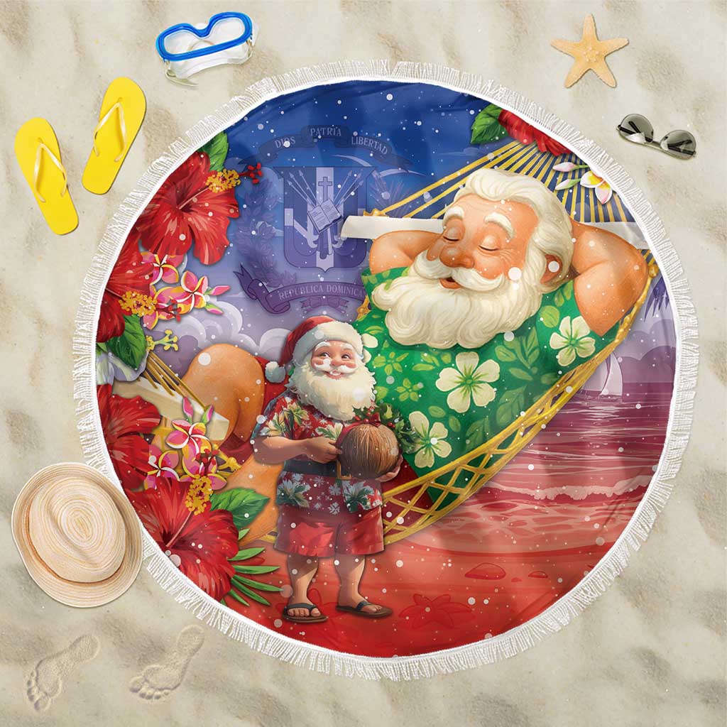 Dominican Republic Christmas Beach Blanket Santa Relaxing On The Beach - Wonder Print Shop