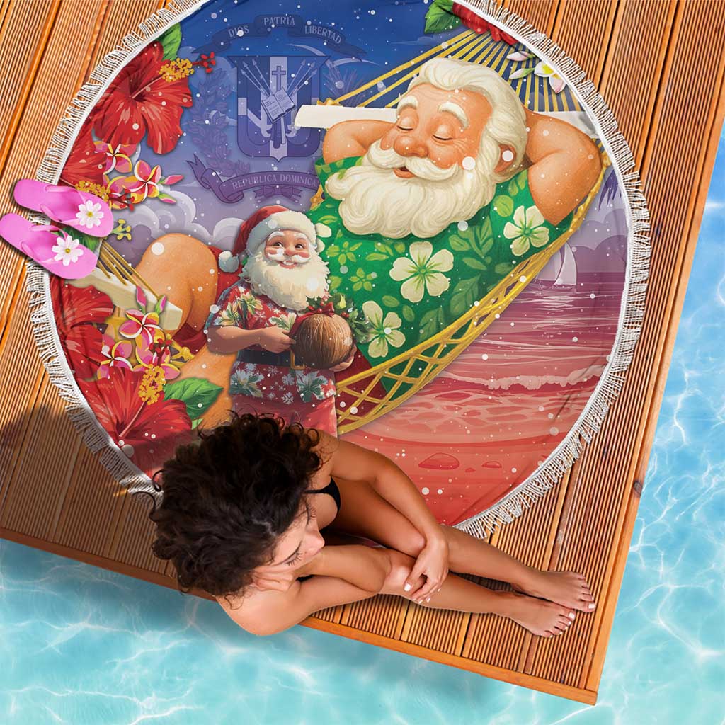 Dominican Republic Christmas Beach Blanket Santa Relaxing On The Beach - Wonder Print Shop