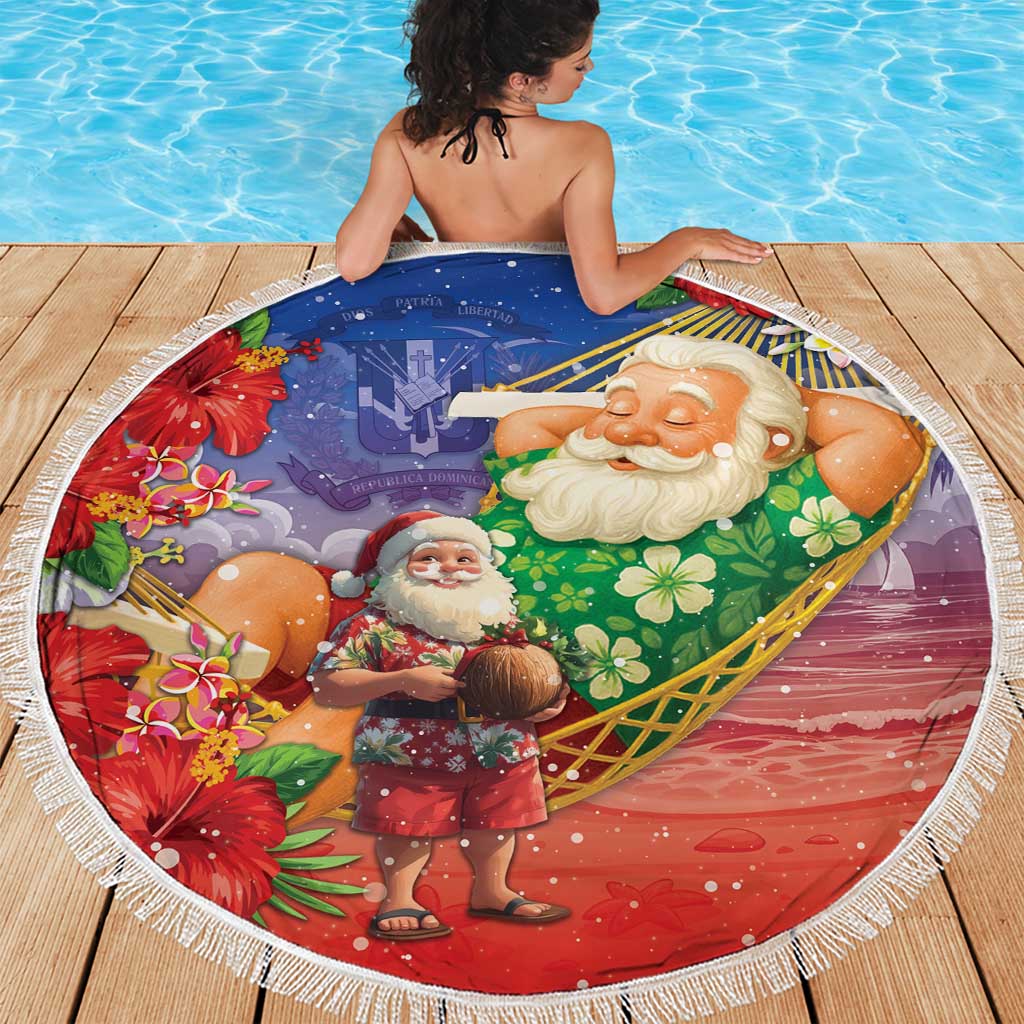 Dominican Republic Christmas Beach Blanket Santa Relaxing On The Beach - Wonder Print Shop