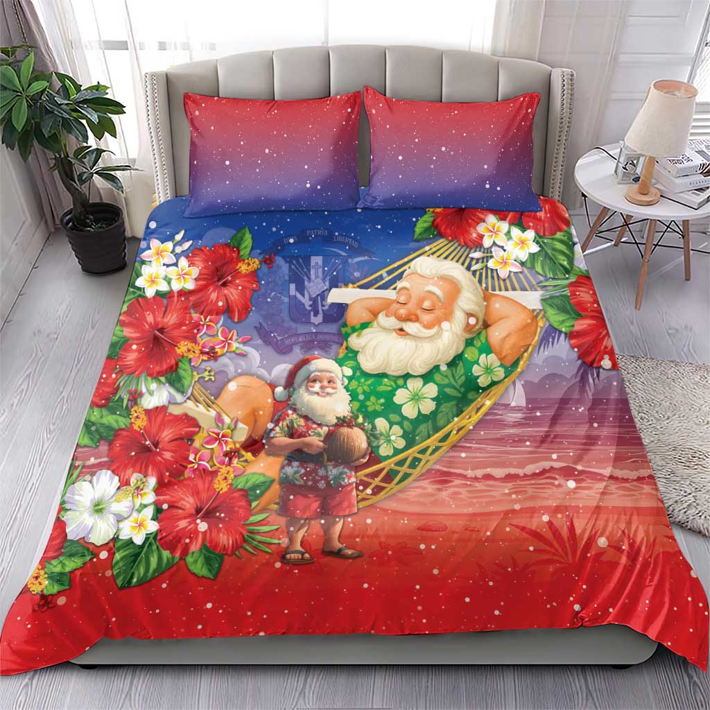 Dominican Republic Christmas Bedding Set Santa Relaxing On The Beach - Wonder Print Shop