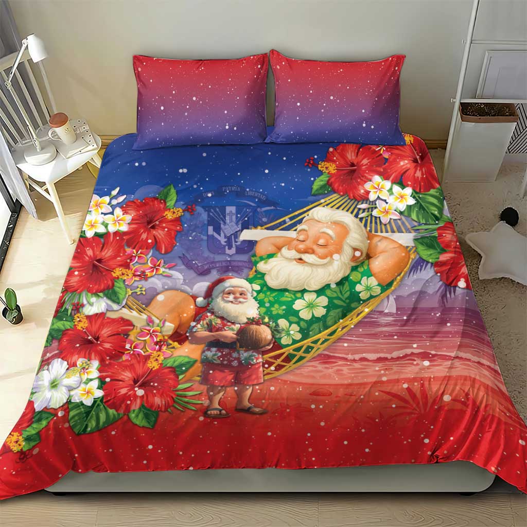 Dominican Republic Christmas Bedding Set Santa Relaxing On The Beach - Wonder Print Shop