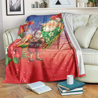 Dominican Republic Christmas Blanket Santa Relaxing On The Beach - Wonder Print Shop