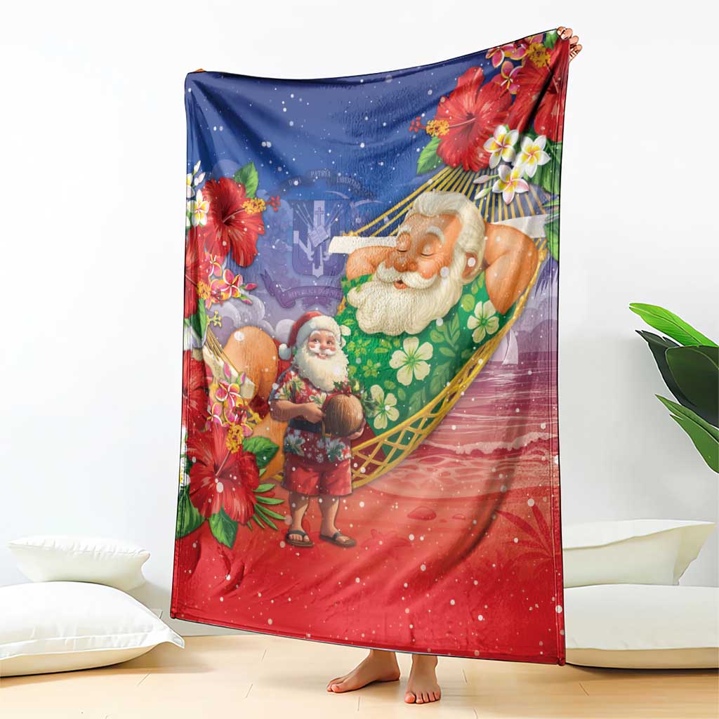 Dominican Republic Christmas Blanket Santa Relaxing On The Beach - Wonder Print Shop