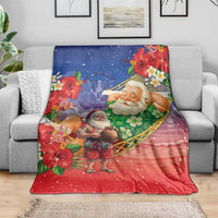 Dominican Republic Christmas Blanket Santa Relaxing On The Beach - Wonder Print Shop