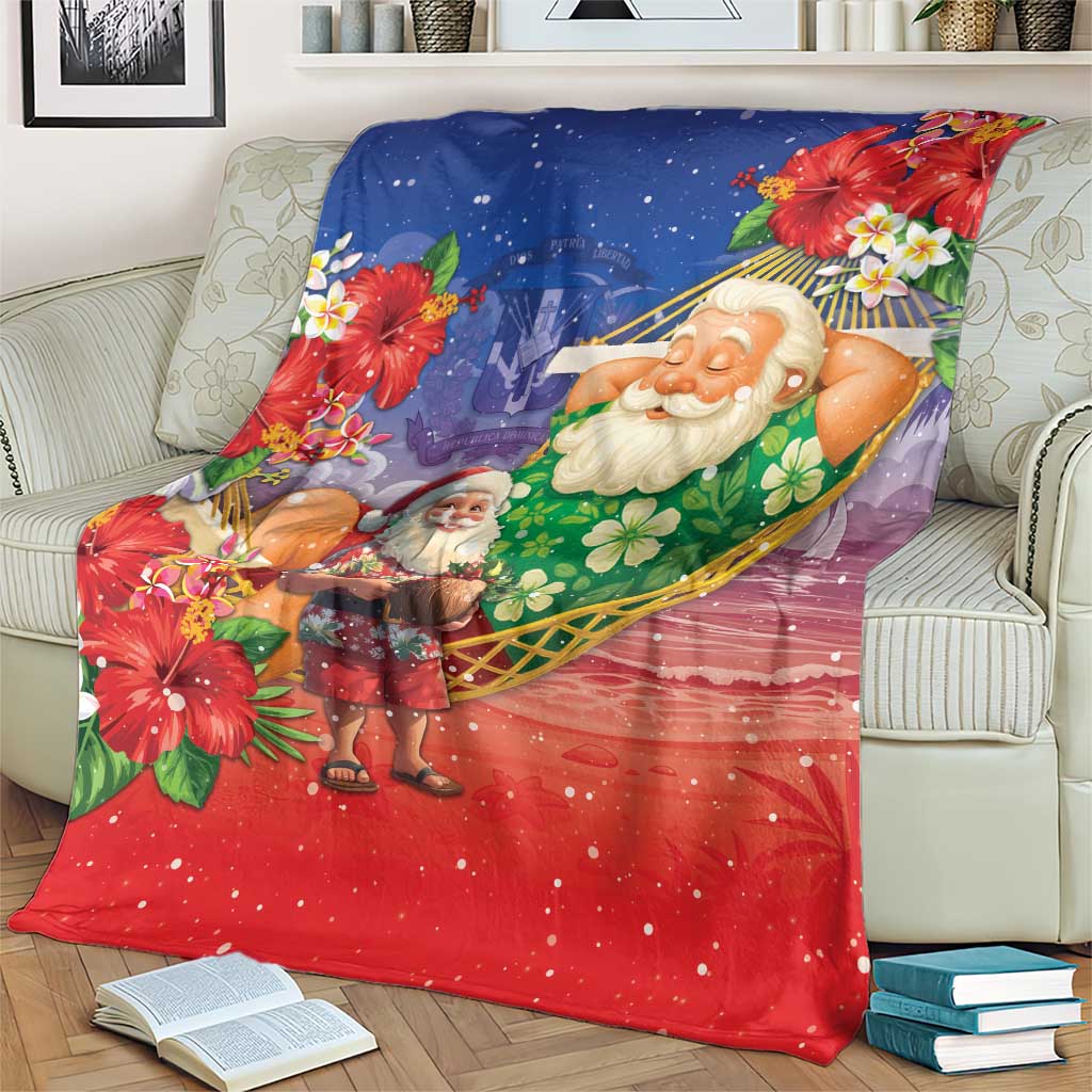 Dominican Republic Christmas Blanket Santa Relaxing On The Beach - Wonder Print Shop
