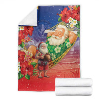 Dominican Republic Christmas Blanket Santa Relaxing On The Beach - Wonder Print Shop