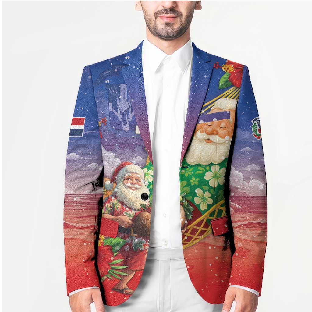 Dominican Republic Christmas Blazer Santa Relaxing On The Beach - Wonder Print Shop