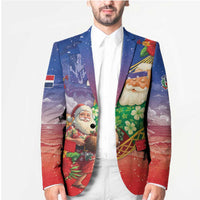 Dominican Republic Christmas Blazer Santa Relaxing On The Beach - Wonder Print Shop
