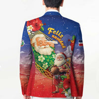 Dominican Republic Christmas Blazer Santa Relaxing On The Beach - Wonder Print Shop