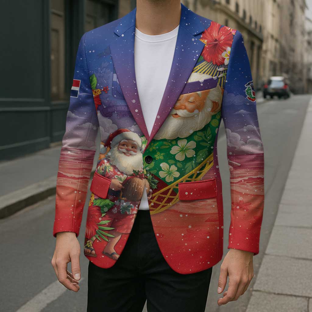 Dominican Republic Christmas Blazer Santa Relaxing On The Beach - Wonder Print Shop