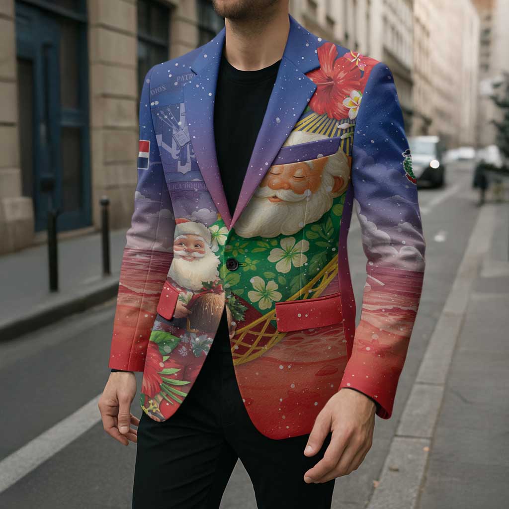 Dominican Republic Christmas Blazer Santa Relaxing On The Beach - Wonder Print Shop