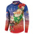 Dominican Republic Christmas Button Sweatshirt Santa Relaxing On The Beach - Wonder Print Shop
