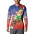 Dominican Republic Christmas Button Sweatshirt Santa Relaxing On The Beach - Wonder Print Shop
