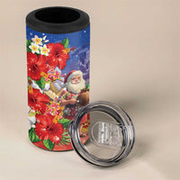 Dominican Republic Christmas 4 in 1 Can Cooler Tumbler Santa Relaxing On The Beach - Wonder Print Shop