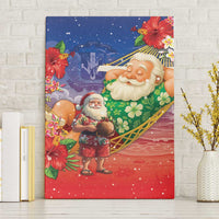 Dominican Republic Christmas Canvas Wall Art Santa Relaxing On The Beach - Wonder Print Shop