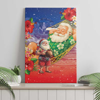 Dominican Republic Christmas Canvas Wall Art Santa Relaxing On The Beach - Wonder Print Shop