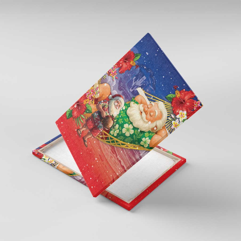 Dominican Republic Christmas Canvas Wall Art Santa Relaxing On The Beach - Wonder Print Shop