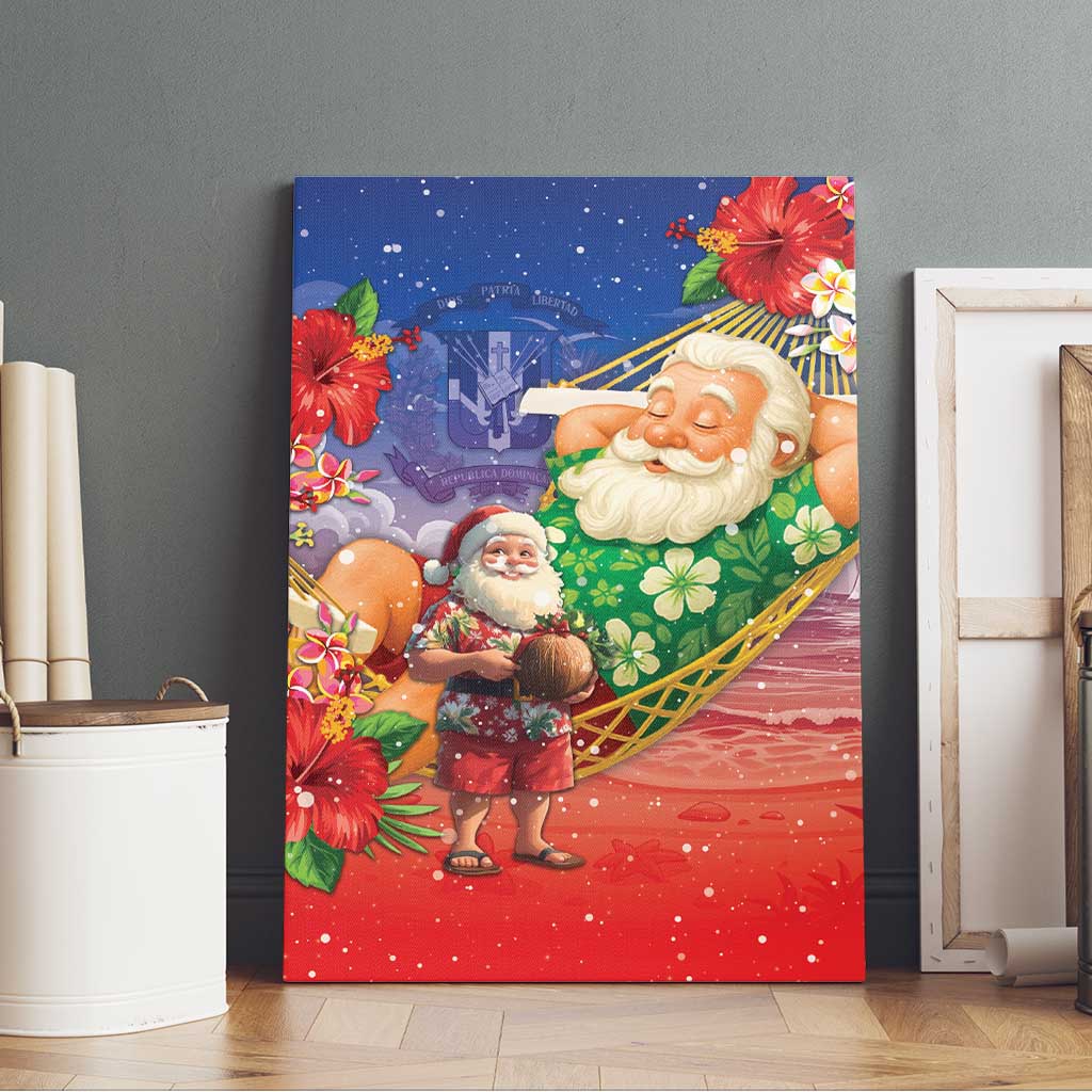 Dominican Republic Christmas Canvas Wall Art Santa Relaxing On The Beach - Wonder Print Shop