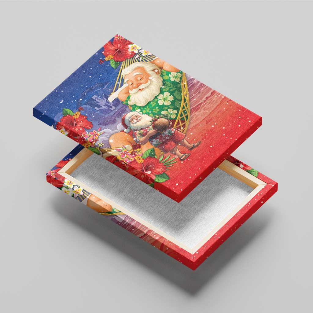 Dominican Republic Christmas Canvas Wall Art Santa Relaxing On The Beach - Wonder Print Shop