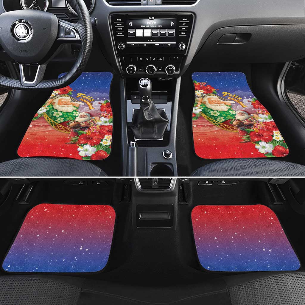 Dominican Republic Christmas Car Mats Santa Relaxing On The Beach - Wonder Print Shop