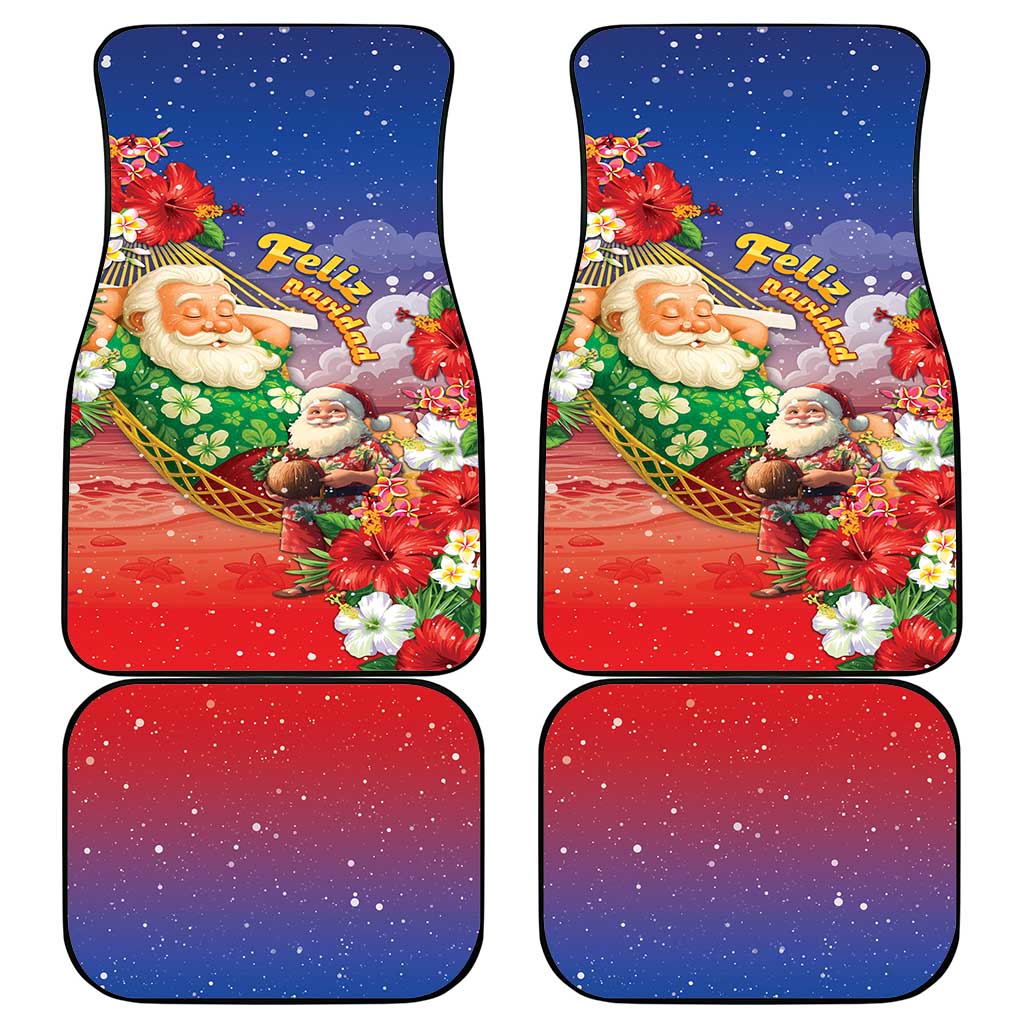 Dominican Republic Christmas Car Mats Santa Relaxing On The Beach - Wonder Print Shop
