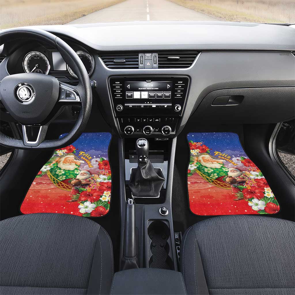 Dominican Republic Christmas Car Mats Santa Relaxing On The Beach - Wonder Print Shop