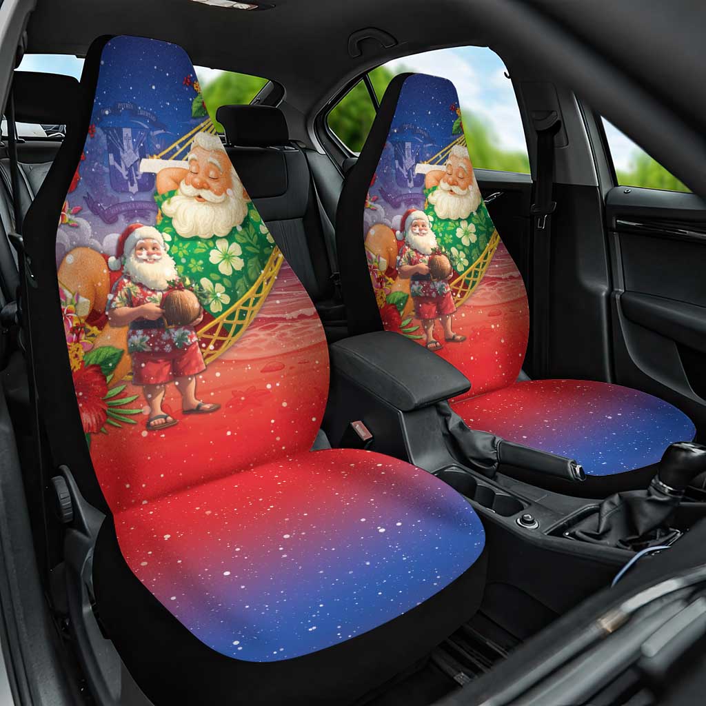 Dominican Republic Christmas Car Seat Cover Santa Relaxing On The Beach - Wonder Print Shop
