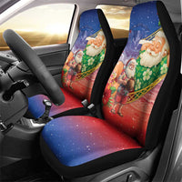 Dominican Republic Christmas Car Seat Cover Santa Relaxing On The Beach - Wonder Print Shop