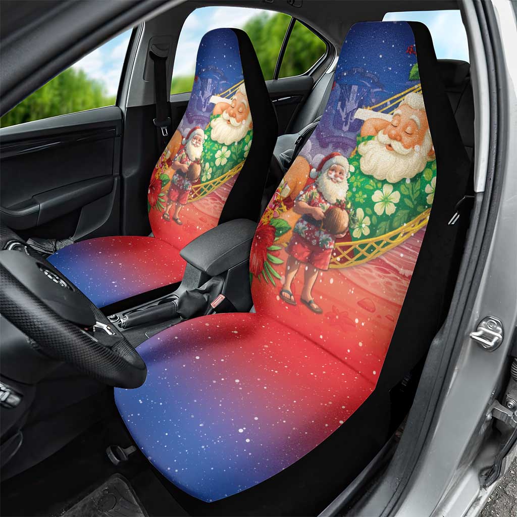 Dominican Republic Christmas Car Seat Cover Santa Relaxing On The Beach - Wonder Print Shop