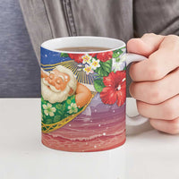 Dominican Republic Christmas Ceramic Mug Santa Relaxing On The Beach - Wonder Print Shop