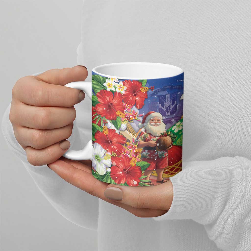 Dominican Republic Christmas Ceramic Mug Santa Relaxing On The Beach - Wonder Print Shop