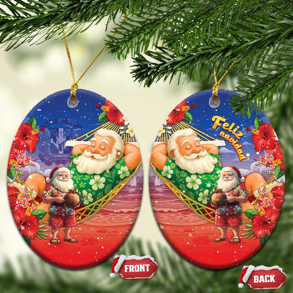 Dominican Republic Christmas Ceramic Ornament Santa Relaxing On The Beach - Wonder Print Shop