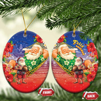 Dominican Republic Christmas Ceramic Ornament Santa Relaxing On The Beach - Wonder Print Shop