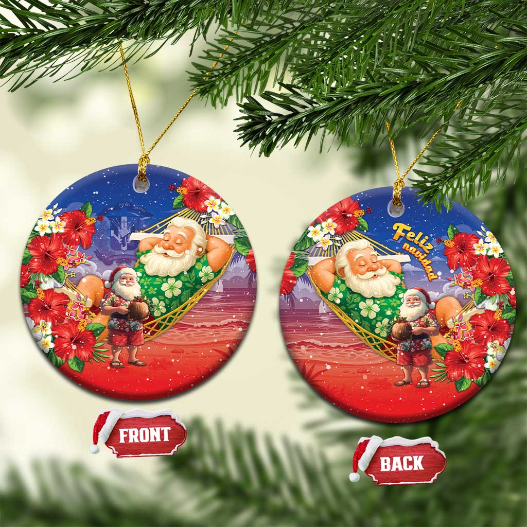 Dominican Republic Christmas Ceramic Ornament Santa Relaxing On The Beach - Wonder Print Shop