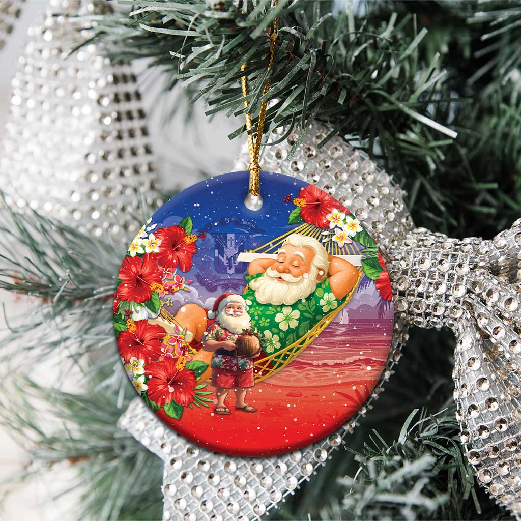Dominican Republic Christmas Ceramic Ornament Santa Relaxing On The Beach - Wonder Print Shop