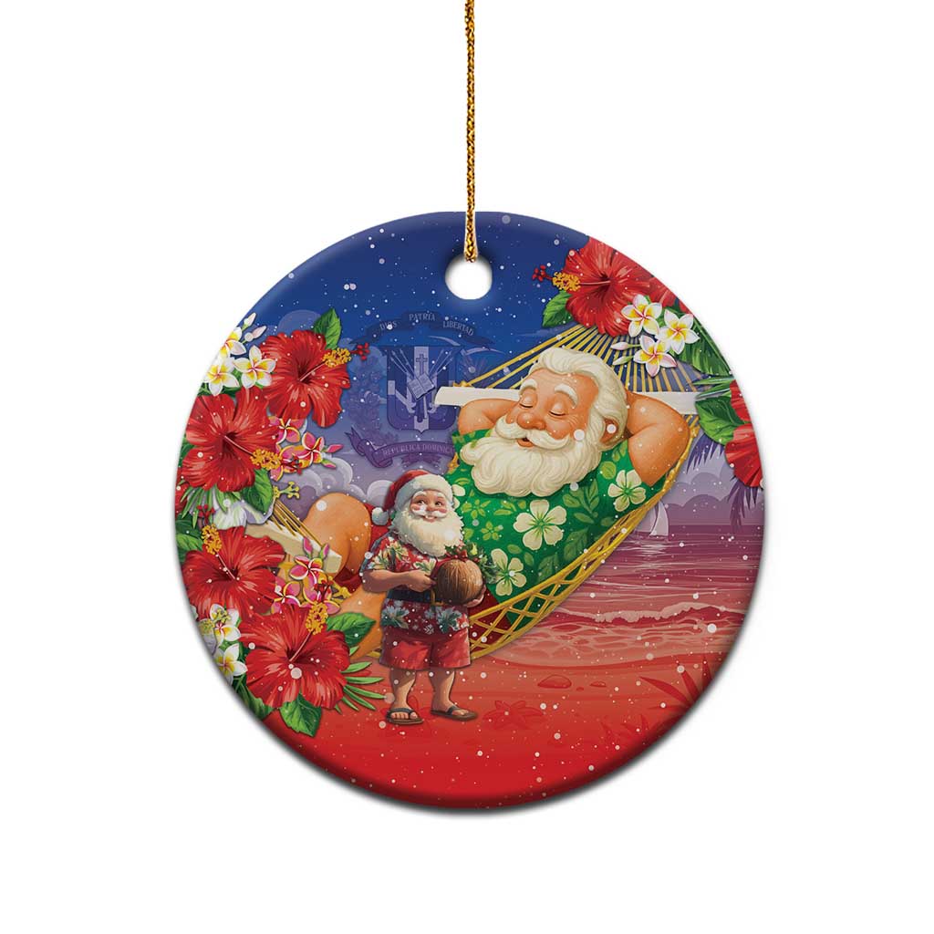Dominican Republic Christmas Ceramic Ornament Santa Relaxing On The Beach - Wonder Print Shop