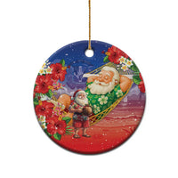 Dominican Republic Christmas Ceramic Ornament Santa Relaxing On The Beach - Wonder Print Shop