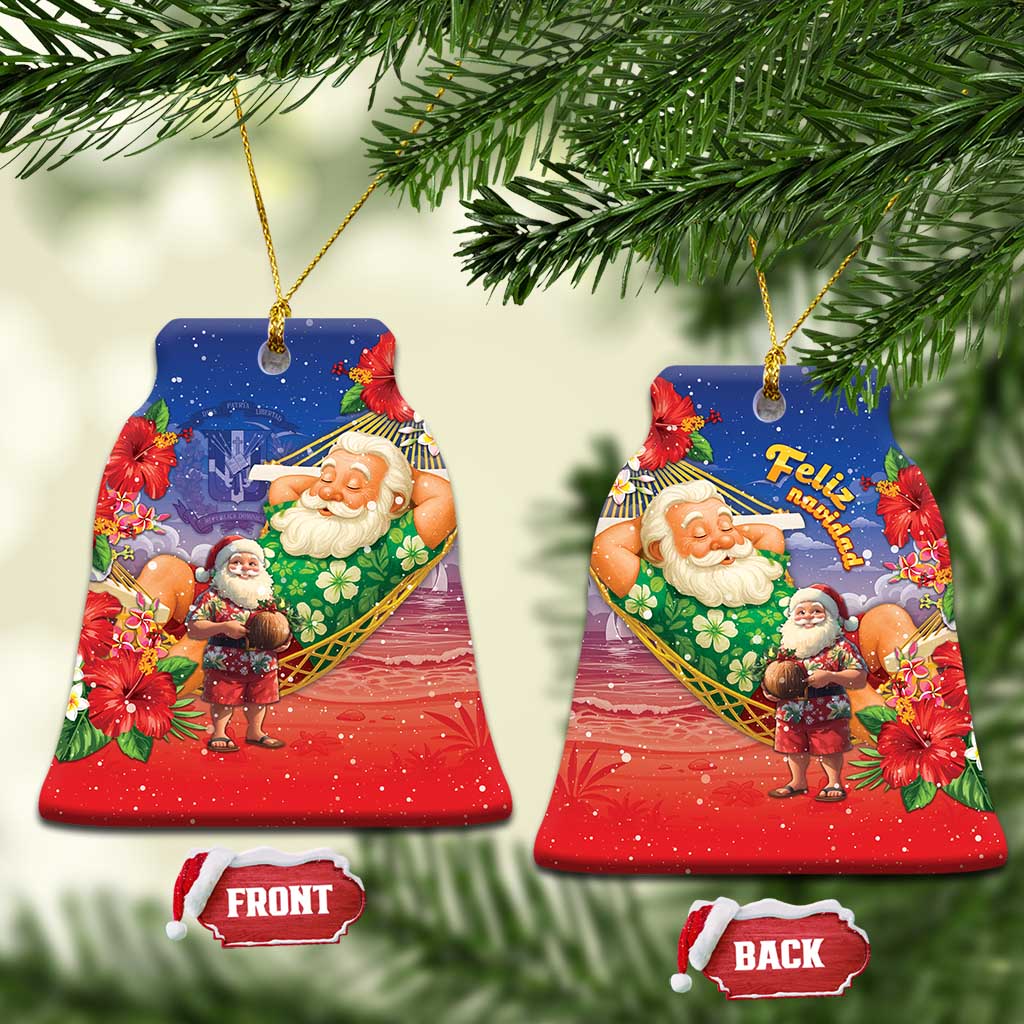 Dominican Republic Christmas Ceramic Ornament Santa Relaxing On The Beach - Wonder Print Shop