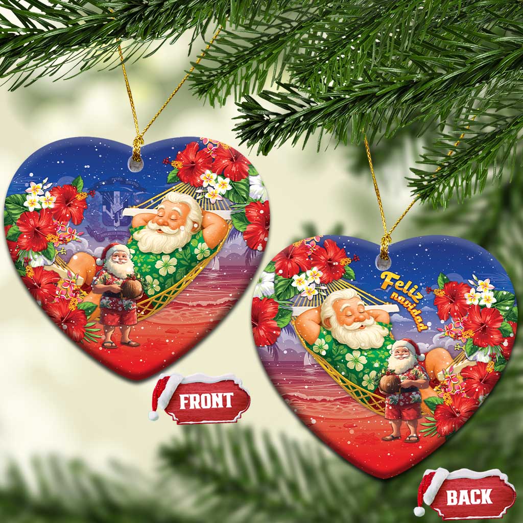 Dominican Republic Christmas Ceramic Ornament Santa Relaxing On The Beach - Wonder Print Shop