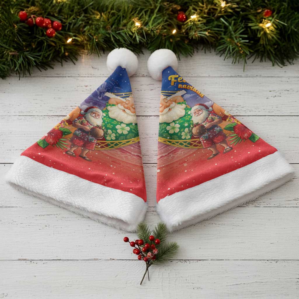 Dominican Republic Christmas Santa Hat Santa Relaxing On The Beach - Wonder Print Shop