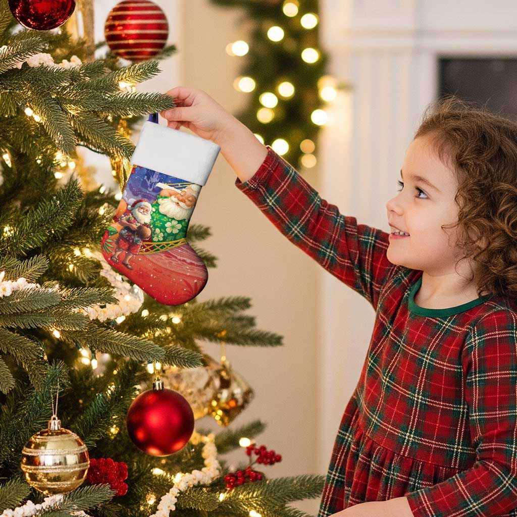 Dominican Republic Christmas Stocking Santa Relaxing On The Beach - Wonder Print Shop