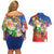Dominican Republic Christmas Couples Matching Off Shoulder Short Dress and Hawaiian Shirt Santa Relaxing On The Beach - Wonder Print Shop